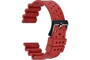 WOCCI Ventilated FKM Rubber Watch Bands (Not Silicone), Fluororubber Straps for Diving Watches, Quick Release, Stainless Steel Buckle, 18mm 20mm 22mm 24mm 26mm