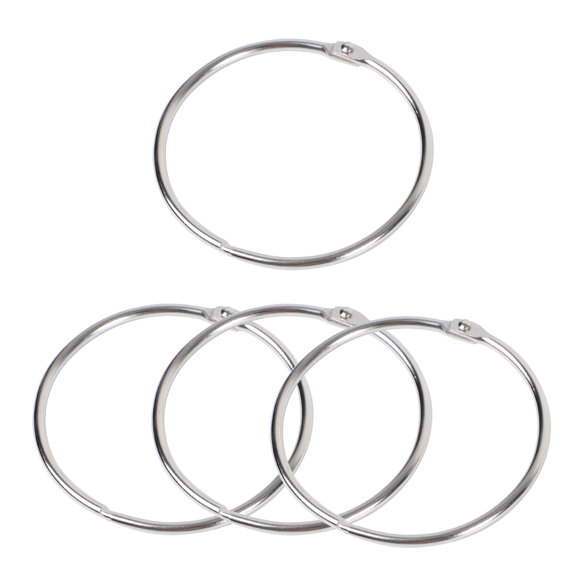 Sourcingmap 4 Pcs Binder Rings 3.1 Inch Inner Dia Metal Book Rings, Large Loose Leaf Binder Rings, Key Ring Binder, Hinge Snap Ring for Home, Office