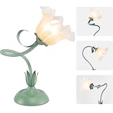 Fuzzbopn Cute Flower Desk Lamp, 3 Color Temperature Table Lamp with LED Bulb, Vintage Bedside Lamps, Reading Lamps with Soft 