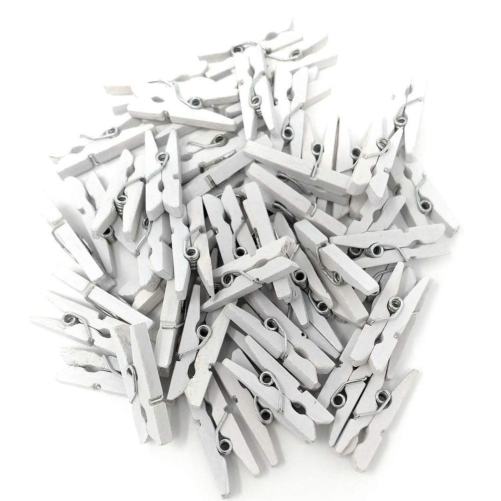 100 Mini wooden pegs (White) By arkCRAFT