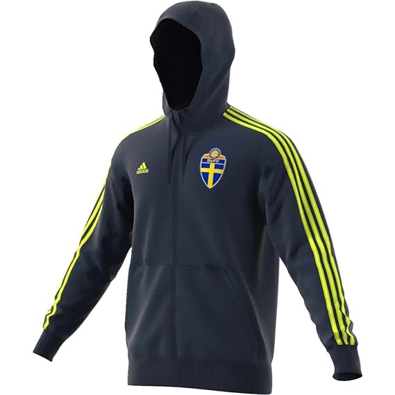 adidas Schweden Kapuzenjacke Dunkelblau SVFF 3S Hood Zip Fanartikel Jacke WM 2018