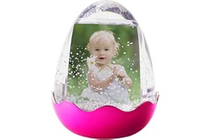 FINE PHOTO GIFTS Plastic Easter Egg 2" x 3" Photo Snow Globe with a Metal Plated Magenta Base