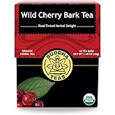 Buddha Teas Organic Wild Cherry Bark Tea - Herbal Tea, Caffeine Free | 18 ct. Microplastic Free. Mild cherry notes with soft woody sweetness.