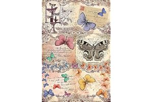 EUROPEAN EXCELLENCY Rice Paper for Decoupage A4 BIRDS and BUTTERFLIES (Butterflies Postcard with Stamps - 2 Sheets)