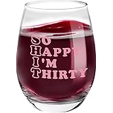 Funny 30th Birthday Gifts for Women Men Funny Wine Glasses Happy Birthday Gift 14 OZ Stemless Wine Glass 30th Birthday Party Supplies 30 Year Old Birthday Presents for Him Her Best Friend Coworkers