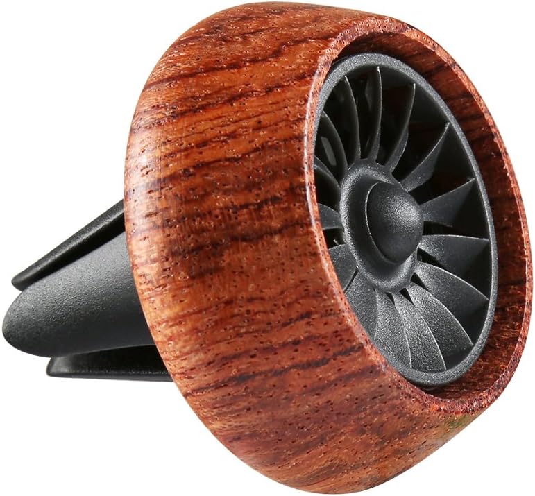 Wood Car Fragrance Diffuser Vent Clip Air Freshener Essential Oil Prume Aromatherapy Air Purifier with Aroma pieces replacement (Rosewood)