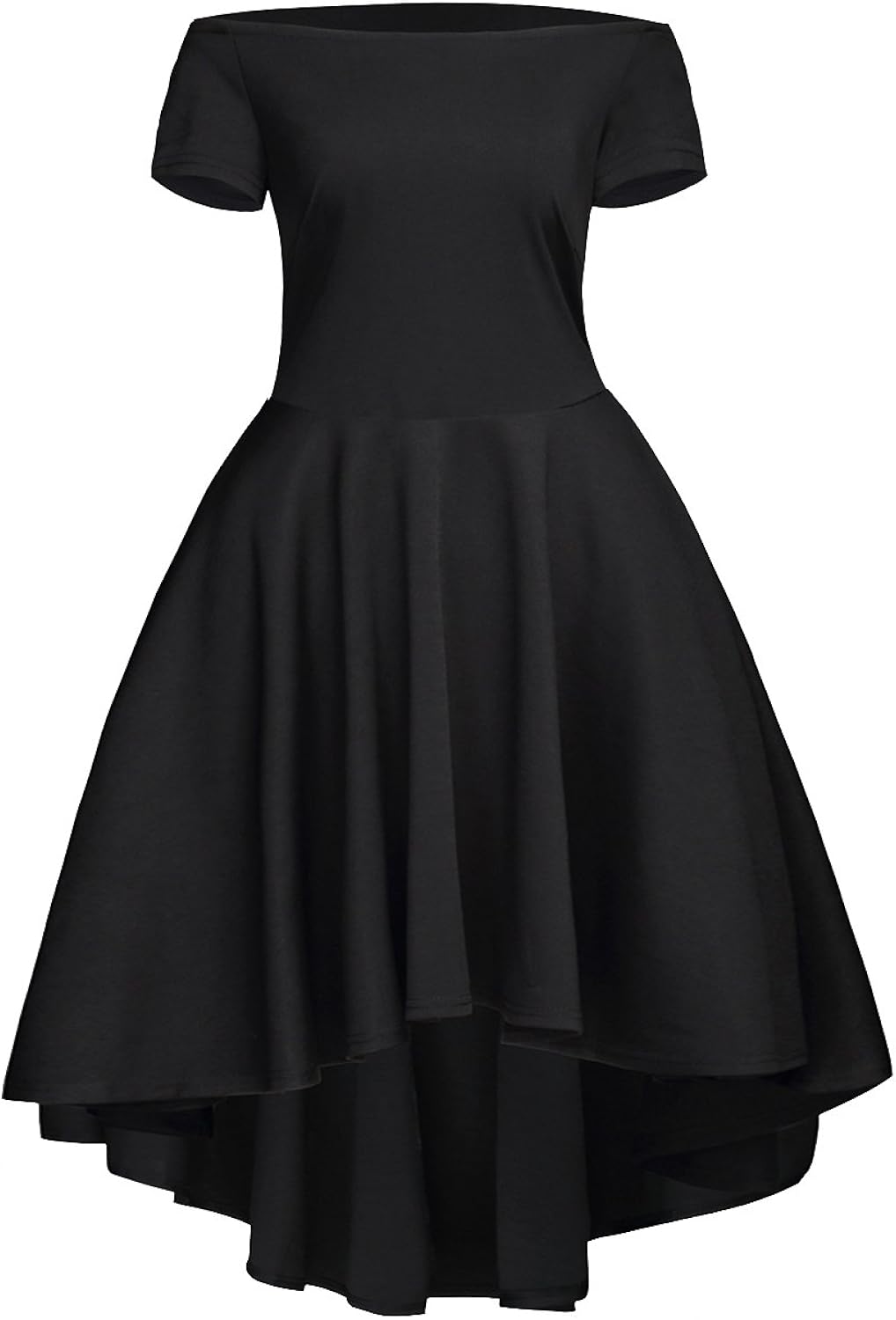 womens off the shoulder short sleeve high low cocktail skater dress