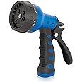 AUTOMAN-Garden-Hose-Nozzle,ABS Water Spray Nozzle with Heavy Duty 7 Adjustable Watering Patterns,Slip Resistant for Watering Plants,Lawn& Garden,Washing Cars,Cleaning,Showering Pets - Blue