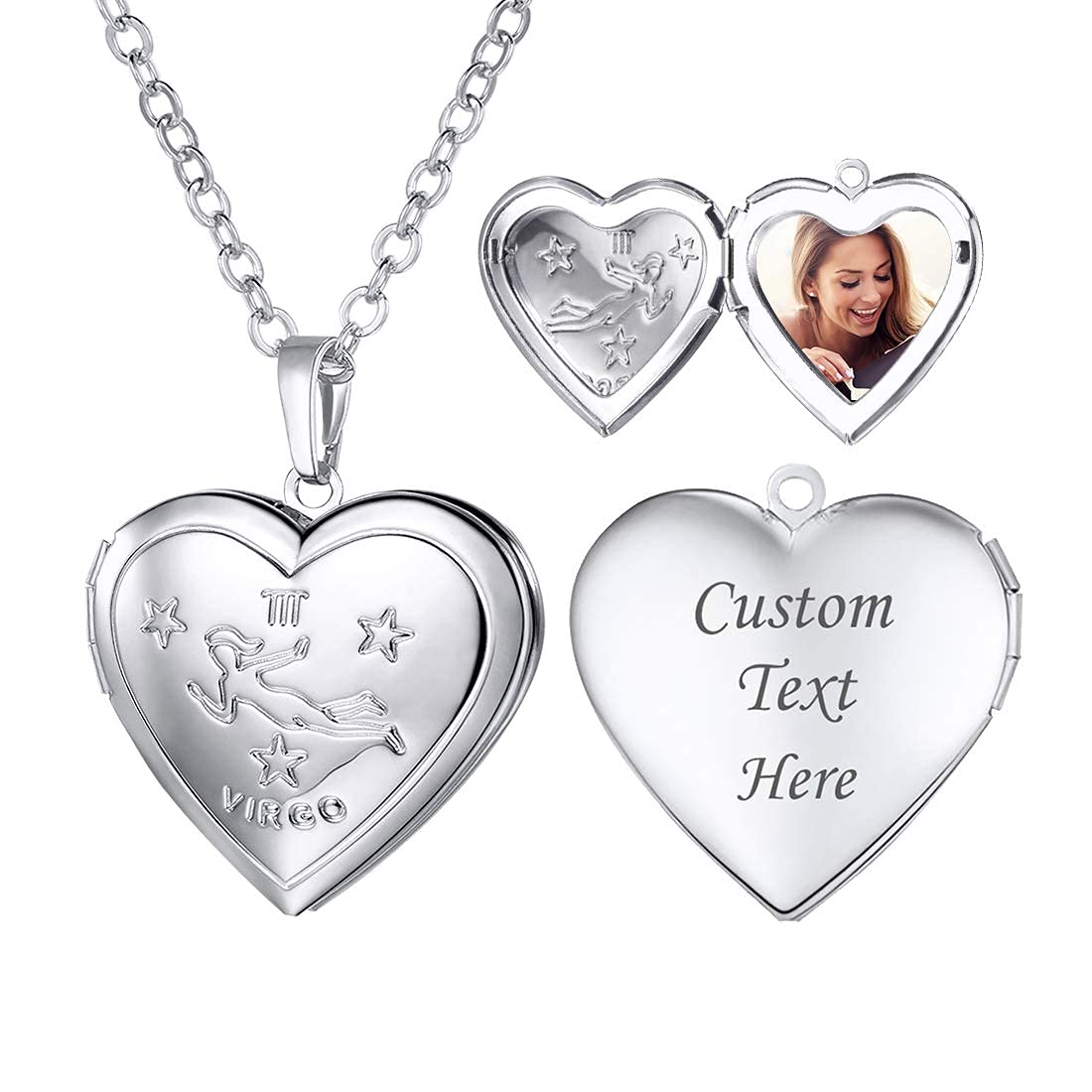 U7 Locket Necklace That Holds Pictures Platinum