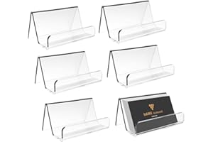 EMOMAS Acrylic Business Card Holder for Desk, Business Card Stand Desktop Business Card Holders for Exhibition，Office Acrylic Business Card Stand Display ，Capacity: 50 Cards （6 Pack）…