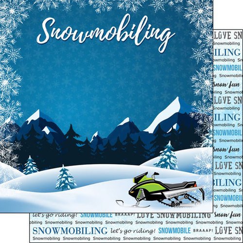 Snowmobiling Winter Adventure (38743) 12 inch x 12 inch Double-Sided Scrapbook Paper - 1 Sheet