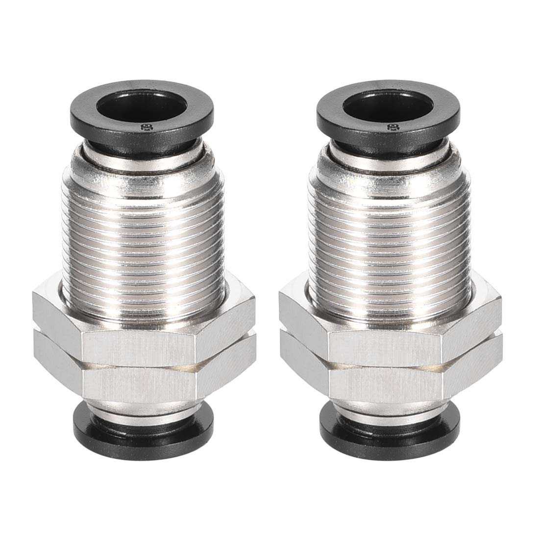sourcing map Straight Pneumatic Push to Quick Connect Fittings Bulkhead Union 8mm Tube OD X 8mm Tube OD 2pcs