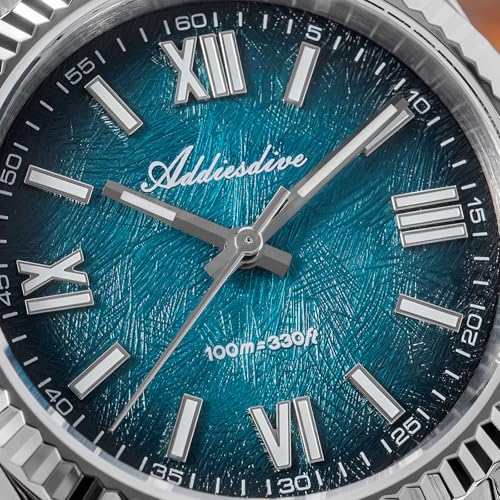 ADDIESDIVE 10.6 MM Luxury Watches for Men Women Roman Numerals Synthetic Sapphire VH Sweep Second Fluted Bezel Casual Wear Unisex Watch