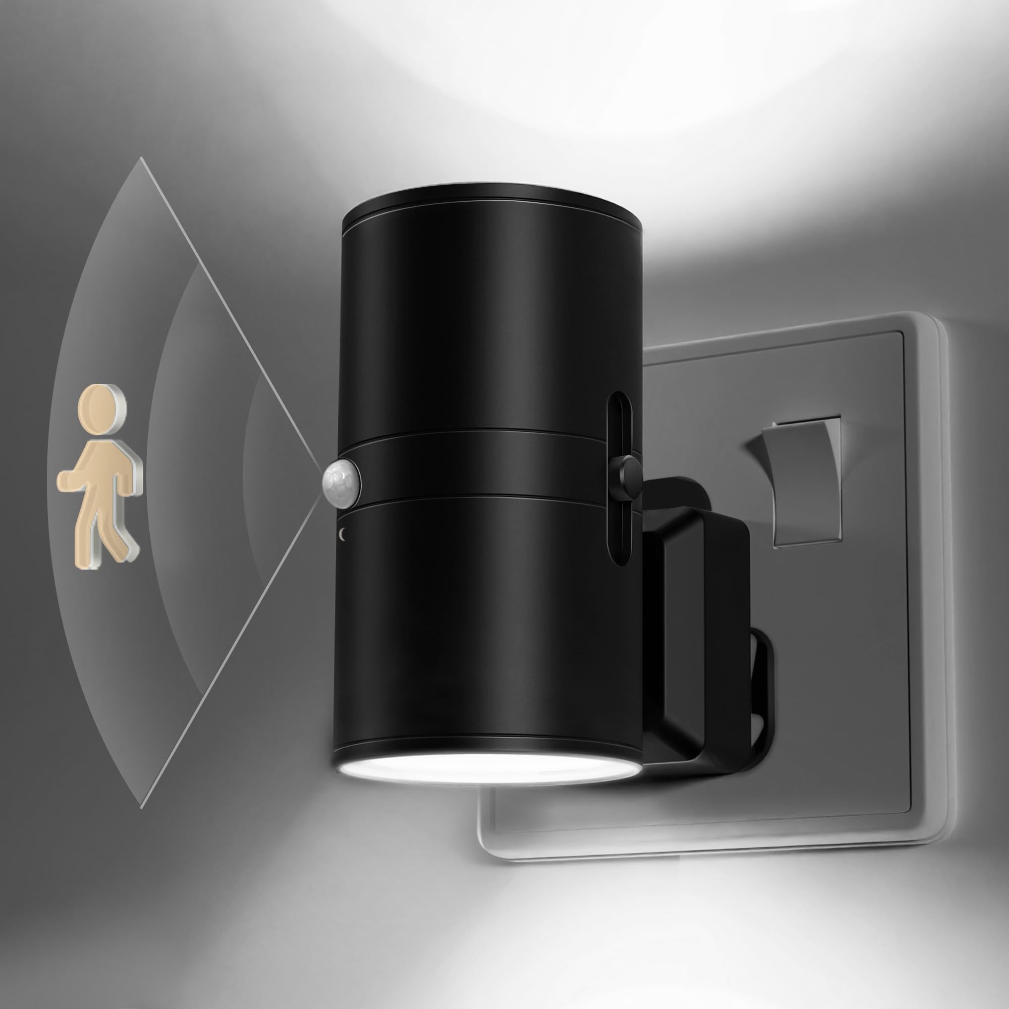 LOHAS-LED Bright Motion Sensor Night Light, [1 Pack] Motion Activated Night Light Plug in, 0-100LM Dimmable Night Lights, 6000K Cool White, Motion Sensor Light Indoor for Bathroom Stairway Hallway