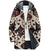 Biacolum Retro Sweatshirts for Men Full Zipper Warm Fleece Winter Jacket Graphic Print Comfy Casual Long Hoodies with Pocket