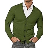Runcati Mens Cardigan Sweaters V Neck Button Down Long Sleeve Casual Cardigan Slim Fit Knit Sweater with Pockets