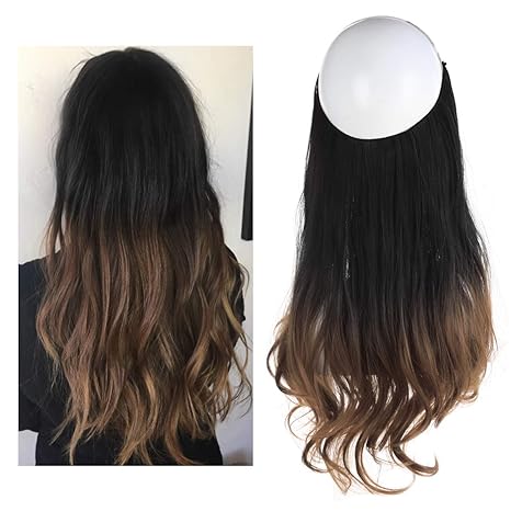 Ombre Hair Extension Black To Medium Ash Brown Bayalage Long 18