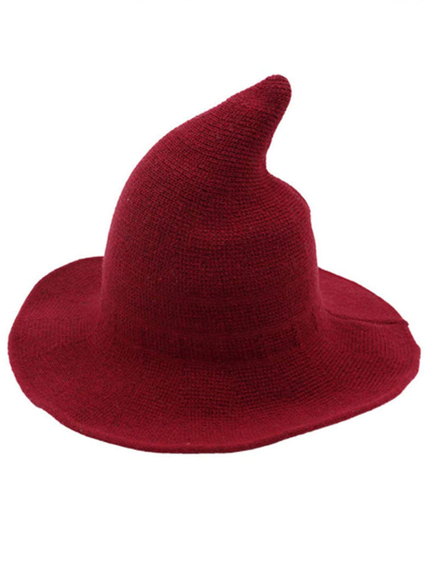 YILEEGOO Women Witch Pointed Hat, Brim Foldable Brim Knitted Cosplay Halloween Party Masquerade Costume Accessory for Adult