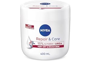 NIVEA Repair and Care Face, Body and Hand Cream for Very Dry and Rough Skin, 15% Glycerin + Urea Cream to Visibly Repair Dryn