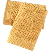 sense gnosis Yellow Hand Towels Set of 2 Striped Weave 100% Terry Cotton Towel Super Soft Highly Absorbent Face Towel for Bathroom 13" X 29"