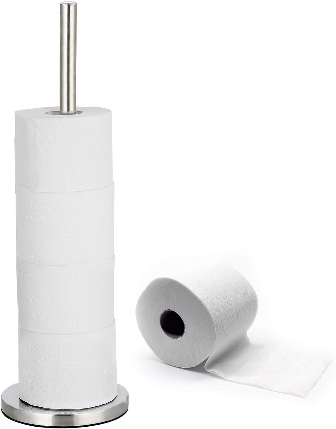 Tatkraft Clara Free Standing Toilet Roll Holder Stand, Storage for 5