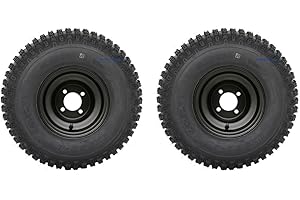 GOLF CART TIRE SUPPLY Knobby 18x9.50-8" Golf Cart Tires/ATV Tires and 8" BLACK Steel Wheel Combo - Set of 2