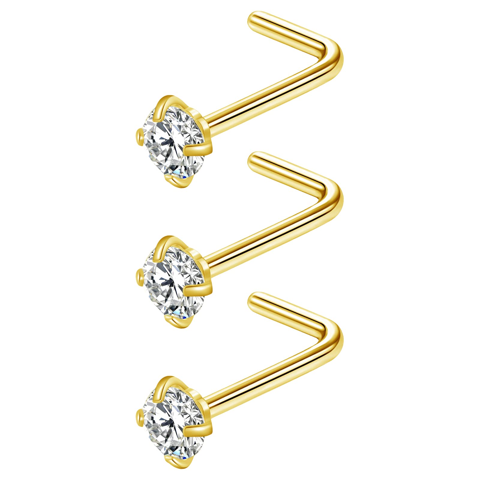 VELCARE 3 Pcs Nose Studs Nose Piercings Nose Rings