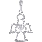 Jewels By Lux Sterling Silver Unisex Angel With Heart Angle Charm Pendant