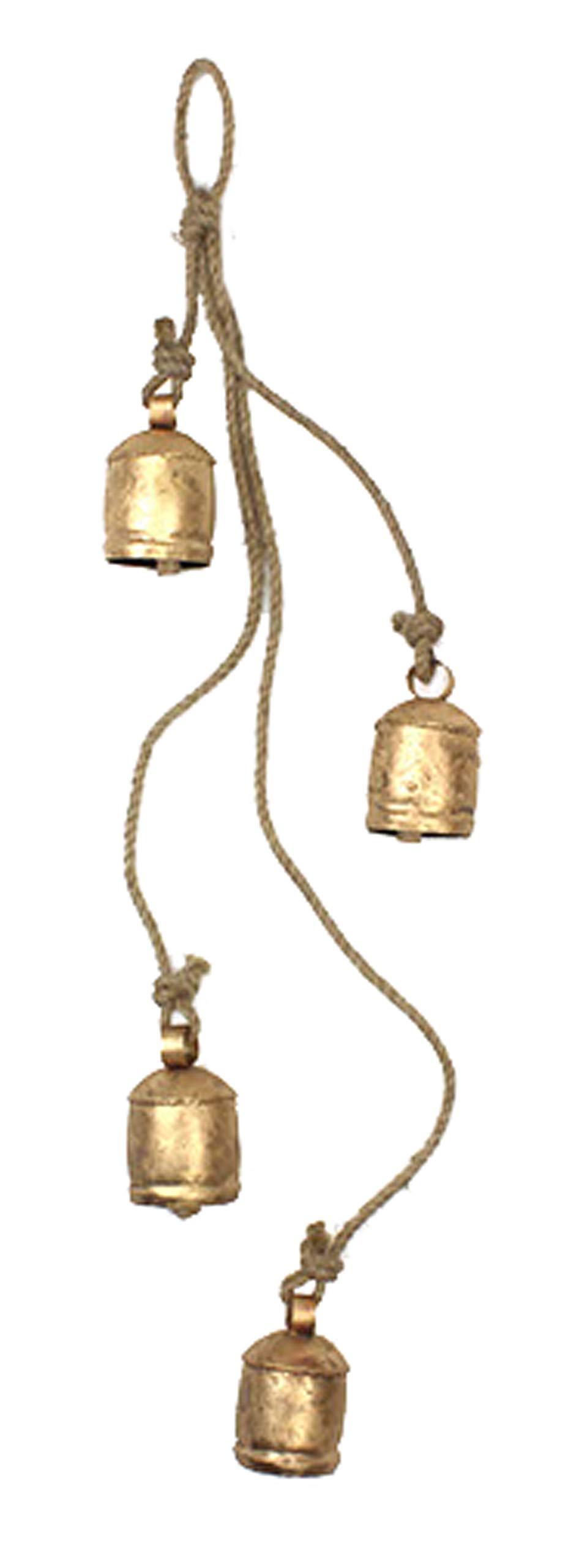 Mango Gifts Giant Cow Bells set of 4 hanging on Rustic Rope