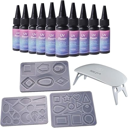 resina uv moldes de silicona para pendientes mini lampara uv 10 x 1 0 fl oz de resina uv transparente con 3 moldes para hacer joyas de resina