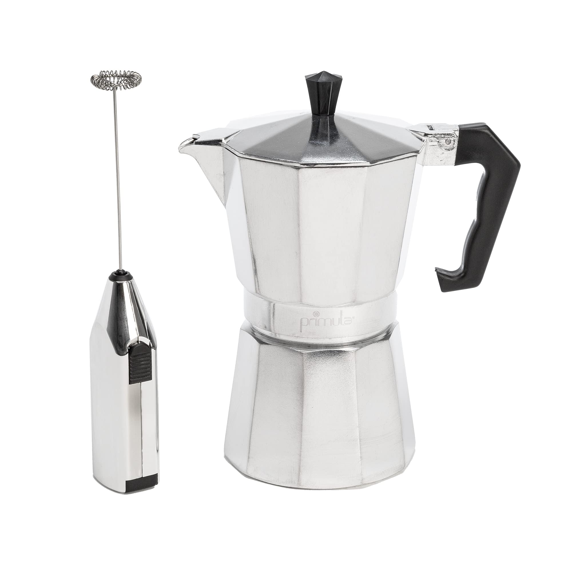 Electric Espresso Maker With Milk Frother 2-in-1 Moka Pot - One-Touch Operation 110V Aluminum