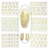 Micropromo 6 Sheets 3D Nail Art Stickers Decals Glitters Gold Decoration Tips Manicure DIY