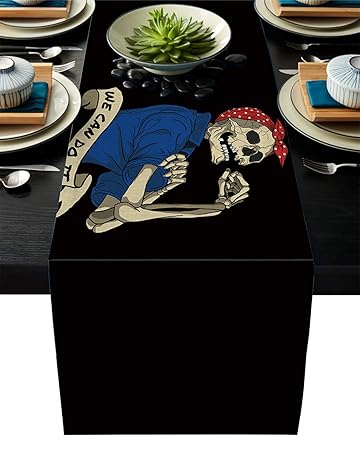 Amazon Com Artshowing Skulls Table Runner Party Supplies Fabric