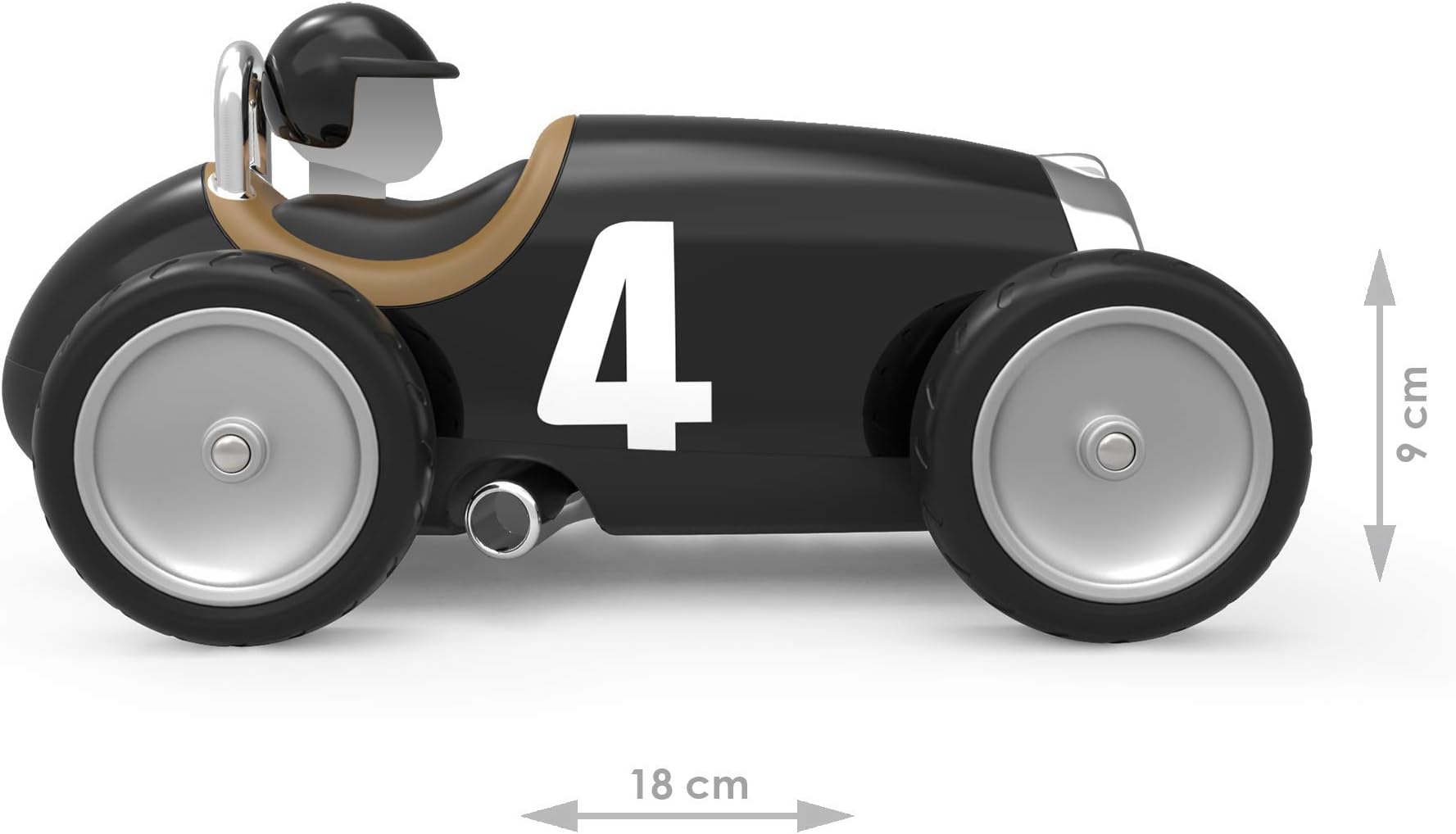 Baghera | Mini Toys Cars | Racing Car Black | Retro Ride On Car | Durable ABS Plastic | For children 12 months and older | An ideal Babyshower or Birthday Gift