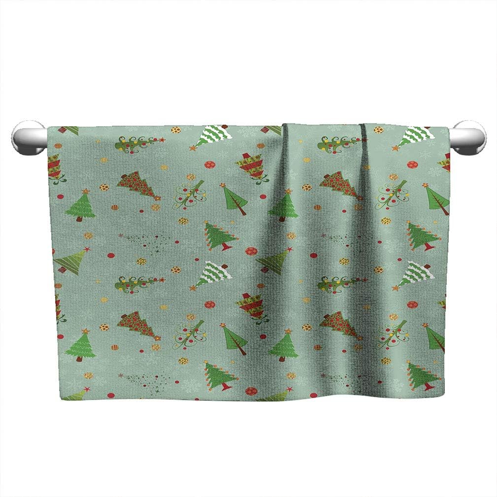 Christmas Fingertip Towels Bath, Collection of Different Christmas Trees Holiday Themed