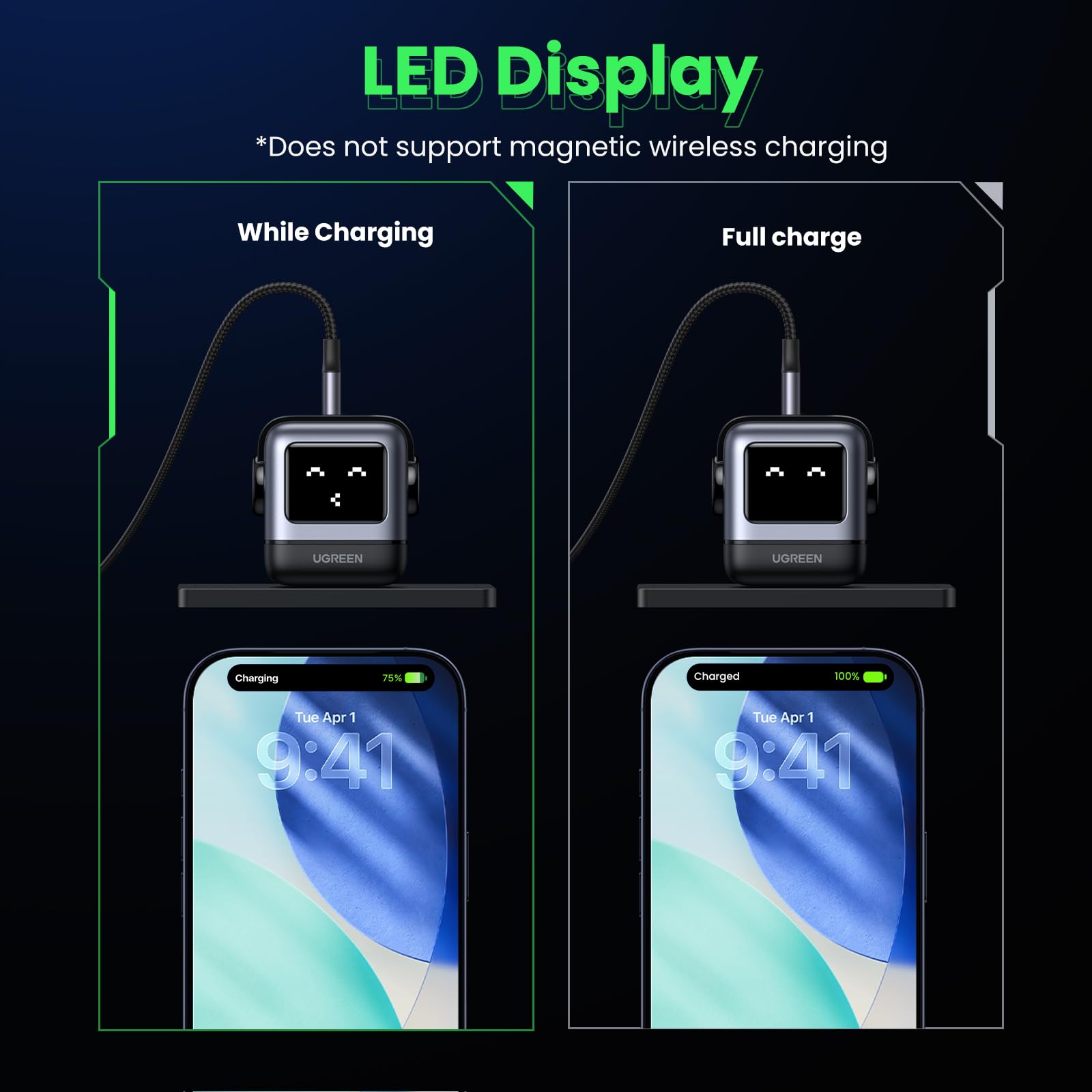 UGREEN Uno 30W USB C Charger Block, Compact Nexode Robot GaN Fast Charger for iPhone 17/16/15/14, Galaxy S25/S24/S23/S22, Pixel 10/9/8/7/6, MacBook Air, iPad Pro (Black)