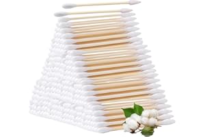 1000 PCS Bamboo Cotton Swabs,Pointy/Round Cotton Swabs,Biodegradable Wooden Cotton Buds,for Ear Cleaning, Makeup, Beauty, Per