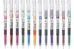 Eacpokc 12 Colour Quick Dry Gel Pens, 0.5mm Fine Point Comfort Grip Gel Ink Pens Multi Colour Ink Aesthetic Journal Pen for S