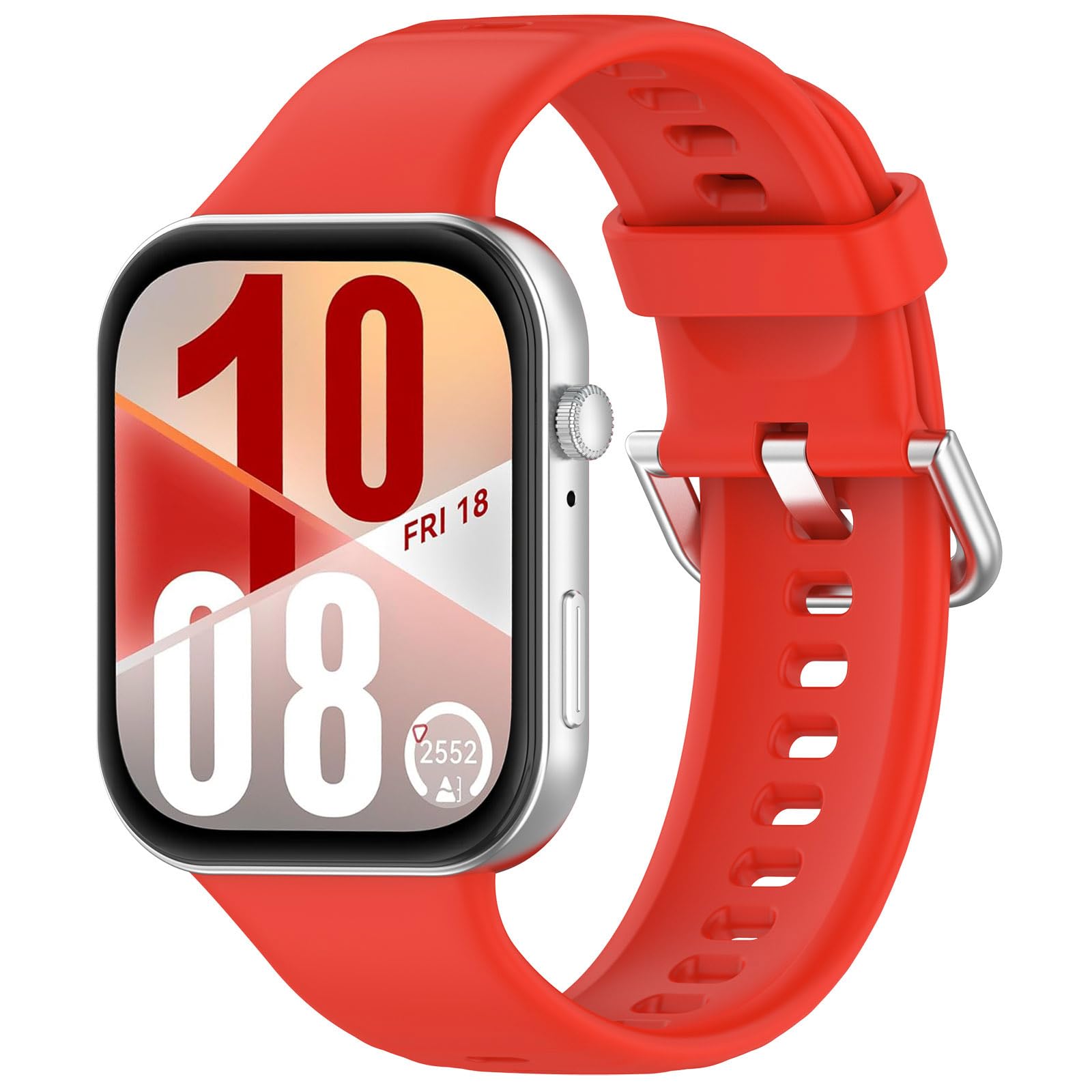 Wownadu Straps Compatible for Huawei Watch Fit 4/4 Pro / 3 Strap Red Silicone Adjustable Classic Wristbands for Men Women Replacement Watchbands (Strap Only)
