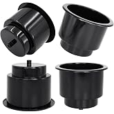 Yuanhe Black Plastic Cup Drink Holder Insert with Drain for Marine Boat RV Camper, 4PCS