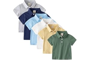 Polo Shirts for Toddler Boys Collared Golf Shirt Solid Color Short Sleeve Classic Polos Cotton School Uniform Tops