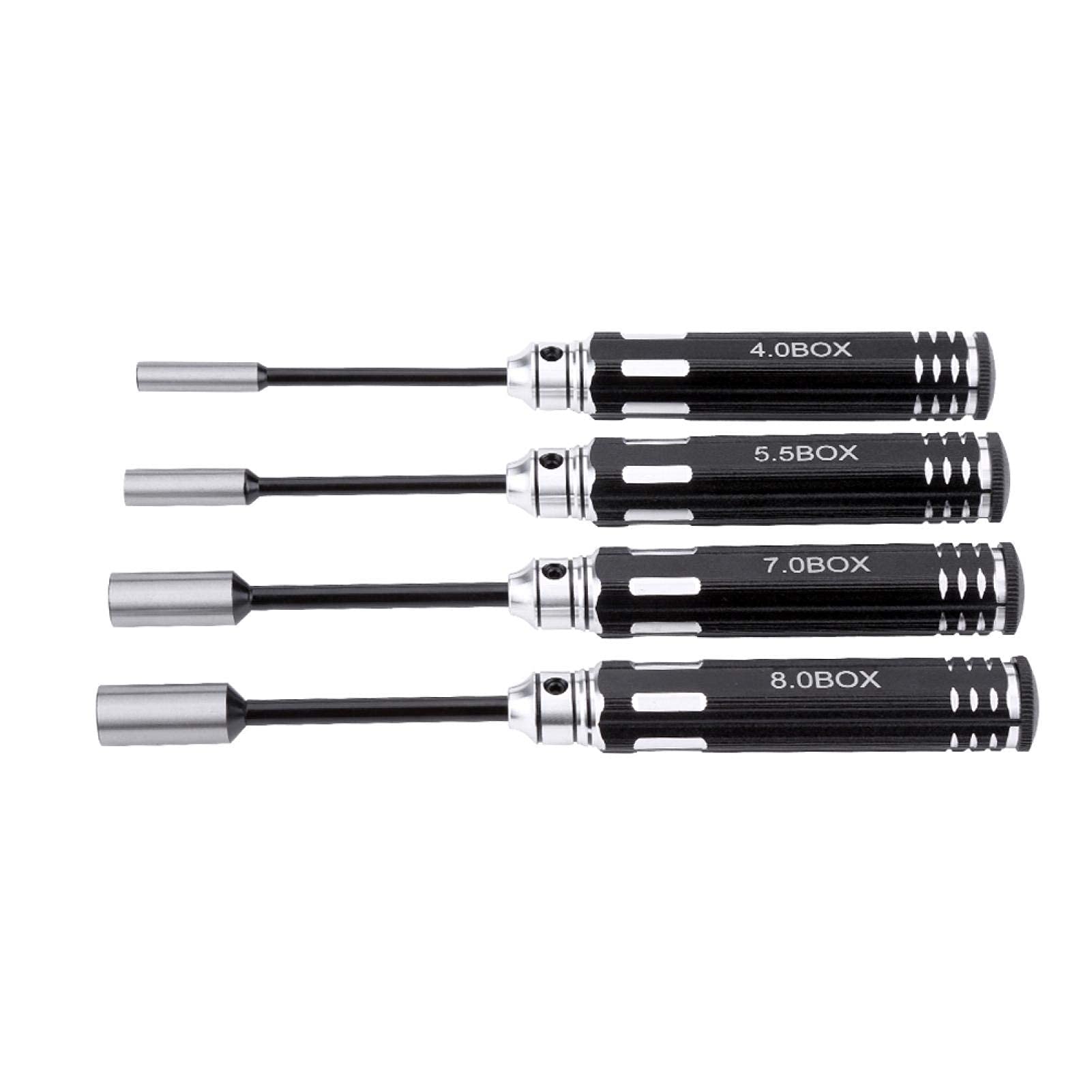 Bnineteenteam Hex Socket Nut Driver, Accurate and Durable Precision Socket Set for RC Cars, Model Airplanes, Trains, and Drones - 4-Piece Set with 4.0mm, 5.5mm, 7.0mm, 8.0mm Sizes