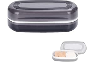 OENUASG Travel Case for Kitsch Shampoo bar, Shampoo Bar Holder, Travel Soap Container, Large Soap Box, Soap Dish with Draining Layer, Case for Bathroom (Black, 1 Pack)