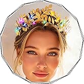 Yean Light Up Gold Leaf Crown Greek Headpiece Laurel Hair Accessories for Women and Girls (Gold-Color Light, One Size)