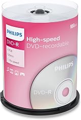Philips DVD-R Blank Discs 100 Pack 4.7GB 16x Data Video Recording