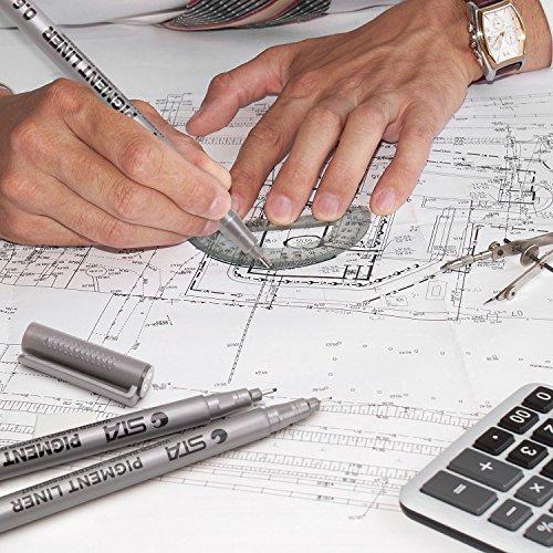 Precision Black Micro-Pen, Fineliner Ink Calligraphy Pens - Waterproof Archival Ink Fine Point Micro Pen, Multiliner - Brush Lettering, Sketching, Technical Drawing, Office Documents, 10Pcs/Set