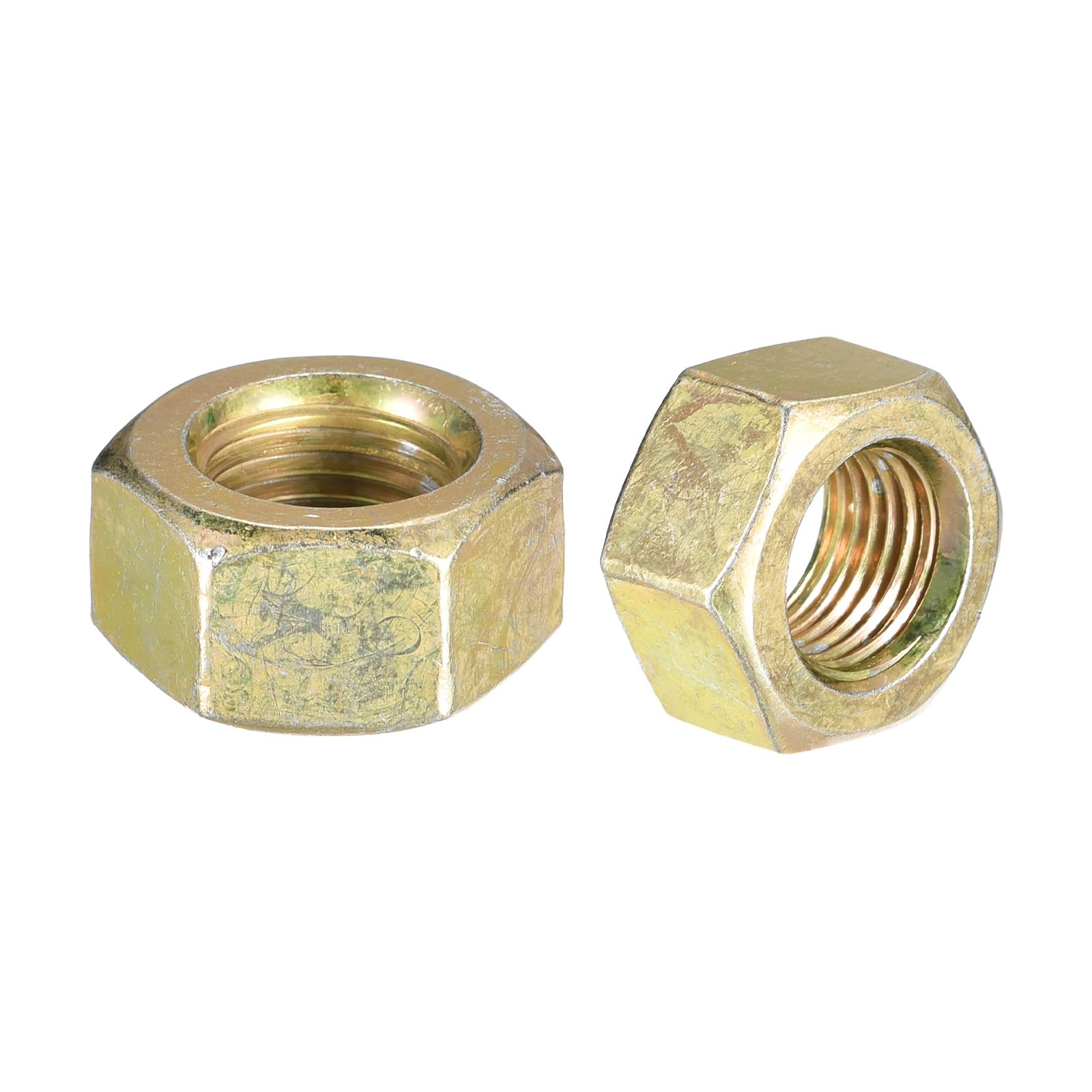METALLIXITY Hex Nuts (7/8"-14) 3Pcs, Carbon Steel Fine Thread Zinc Plated Hexagon Nut Hardware - for DIY Home Repair Machinery, Yellow Zinc