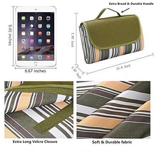 Picnic Blanket Tote, Beach Blanket Outdoor 100% Waterproof and Sandproof Picnic Blanket, 60 by 80 inches (Army Green) - Thumbnail 4