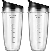 2-Pack 24oz Ninja Blender Cups with Sip & Seal Lid Blender Replacement Parts Compatible with Nutri Ninja Auto IQ Series Blend
