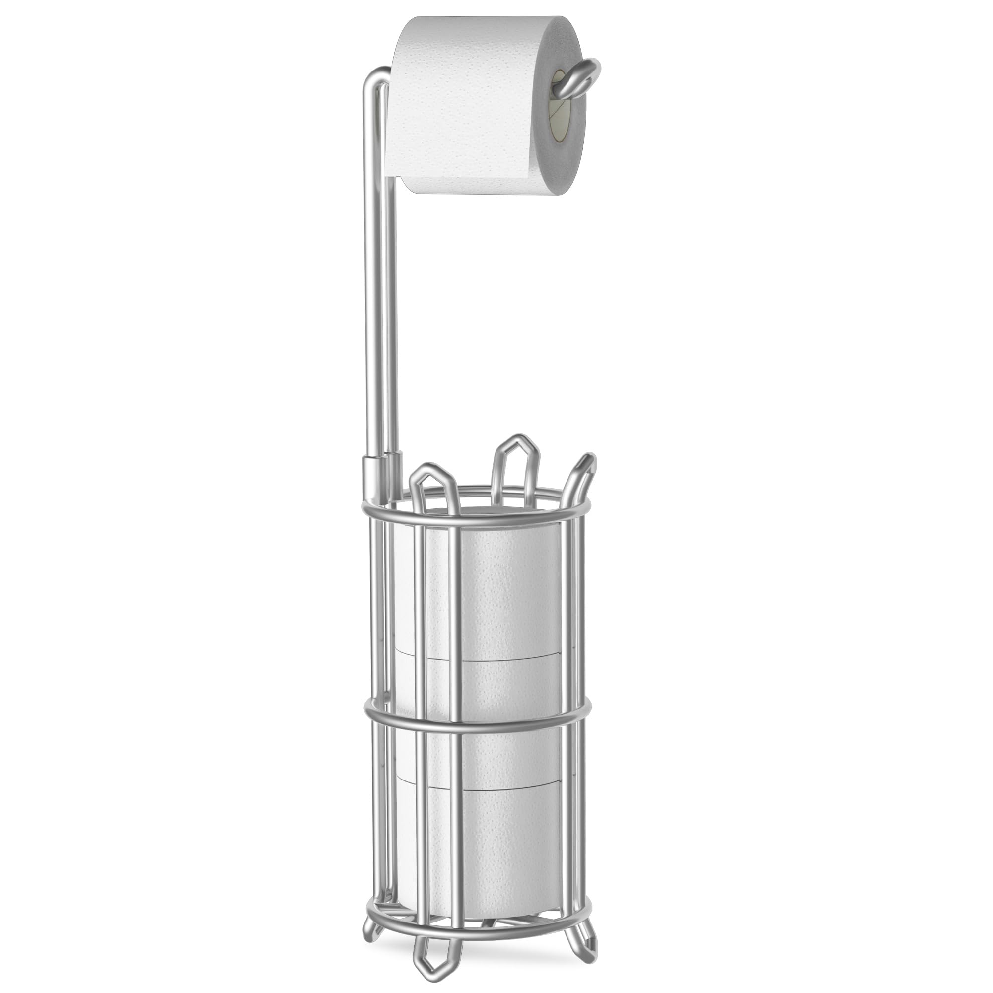 AFAjwsc Toilet Roll Holder Free Standing Folding Paper Holder Stand, Free-Standing Toilet Roll Storage Dispenser Holds 4 Paper Roll